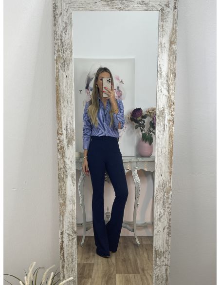 Camisa rayas azul y blanca básica