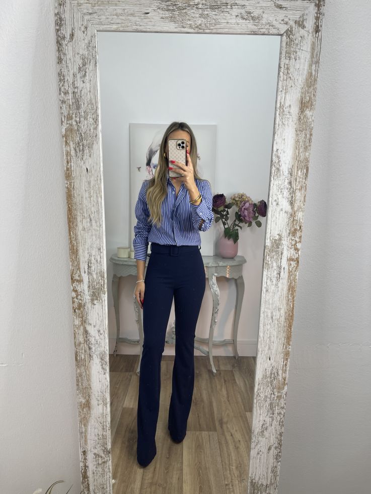 Camisa rayas azul y blanca básica Camisa rayas azul y blanca básica