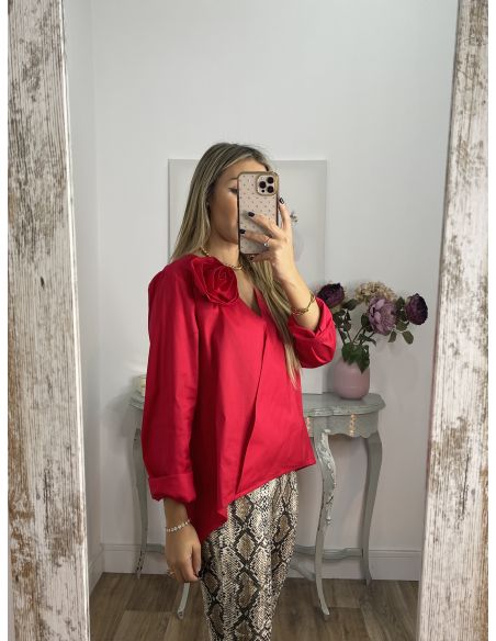 Camisa flor roja