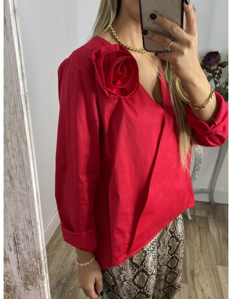 Camisa flor roja