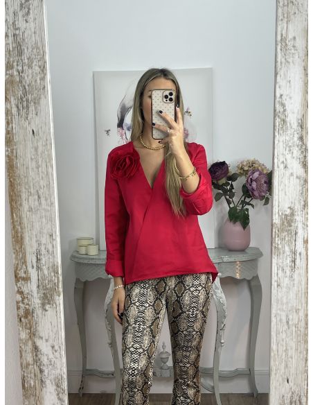 Camisa flor roja