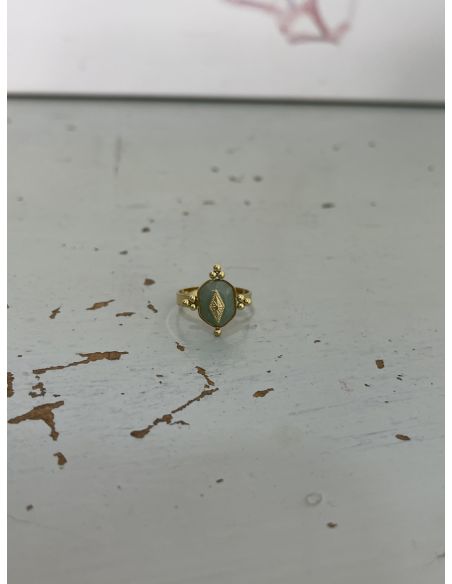 Anillo ajustable piedra verde agua
