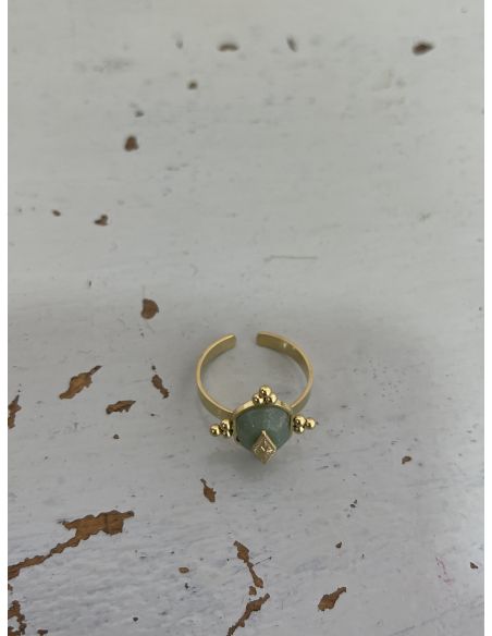 Anillo ajustable piedra verde agua
