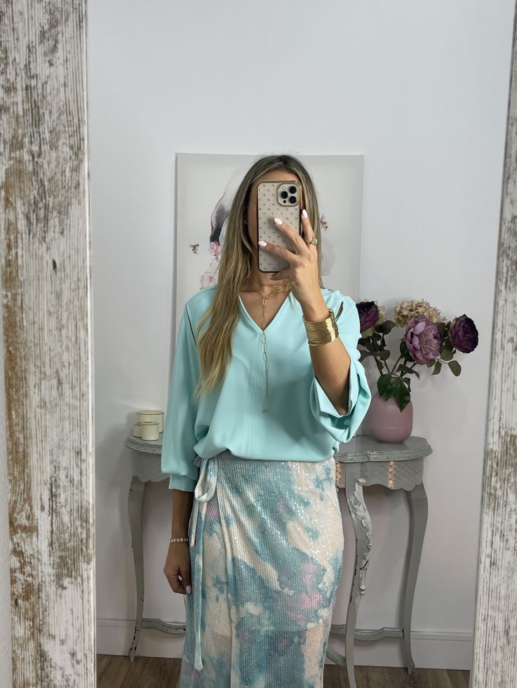 Anillo ajustable piedra verde agua