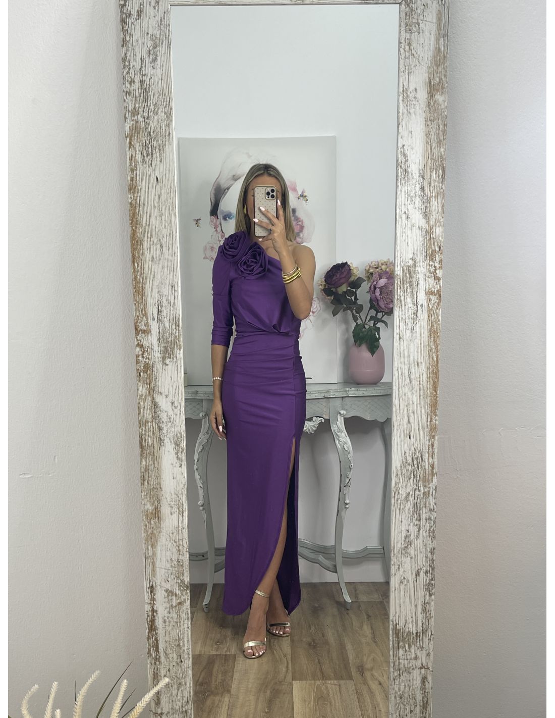 Vestido flores morado sale