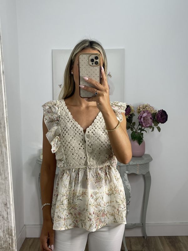 Top crochet de flores