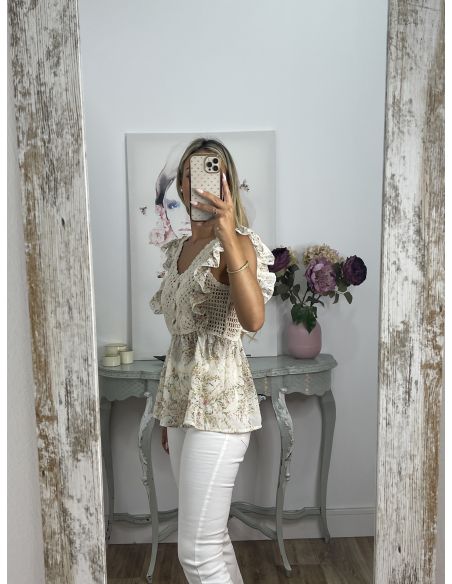 Top crochet de flores