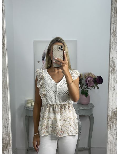 Top crochet blanco de flores