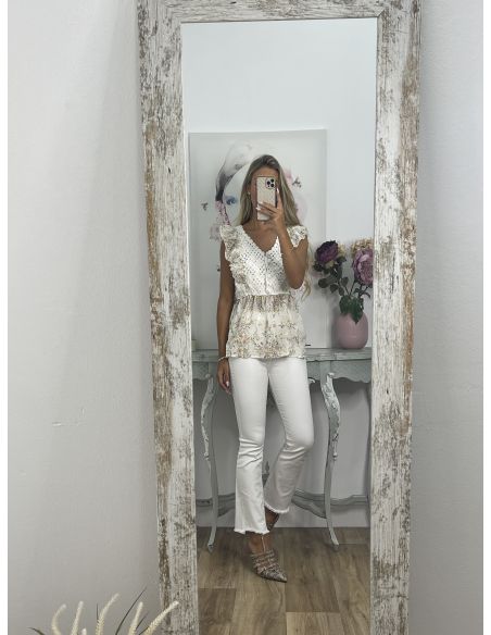 Top crochet blanco de flores