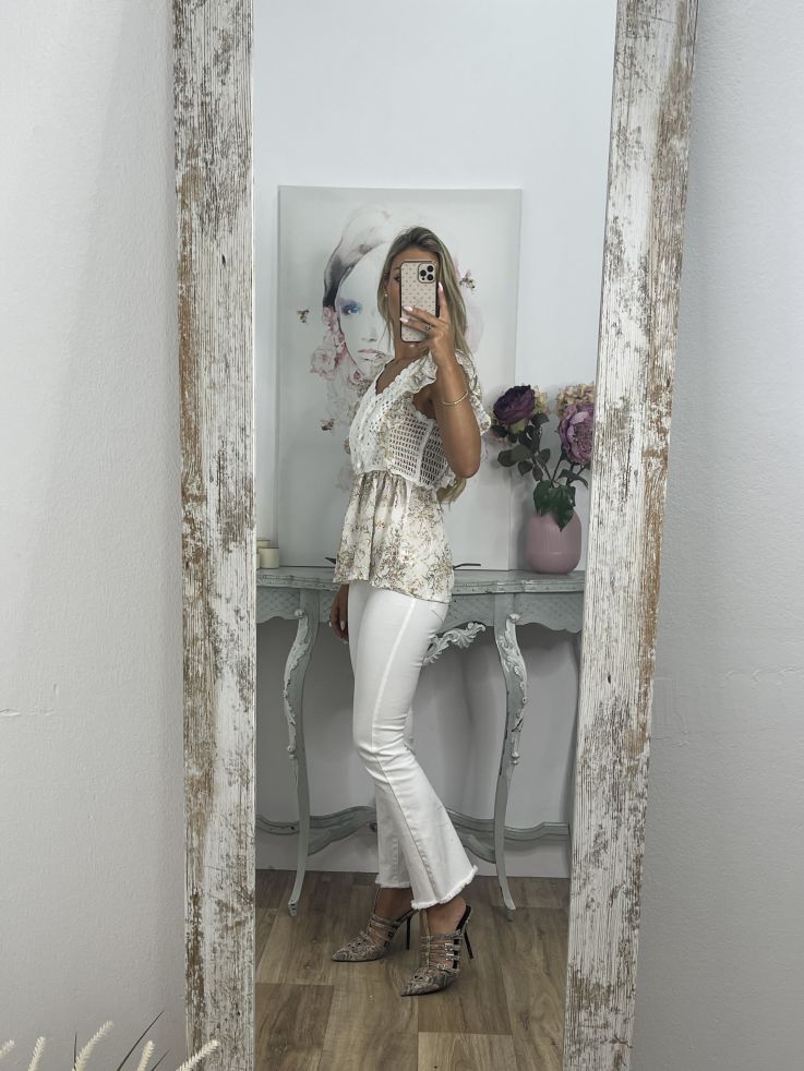 Top crochet blanco de flores