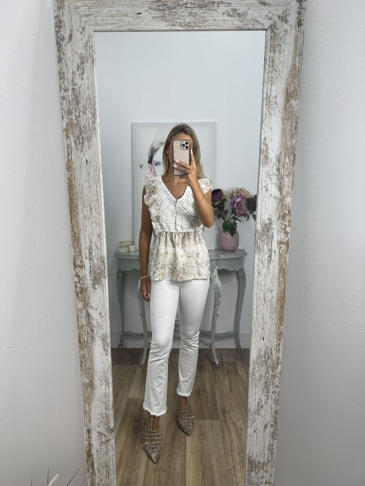 Top crochet blanco de flores