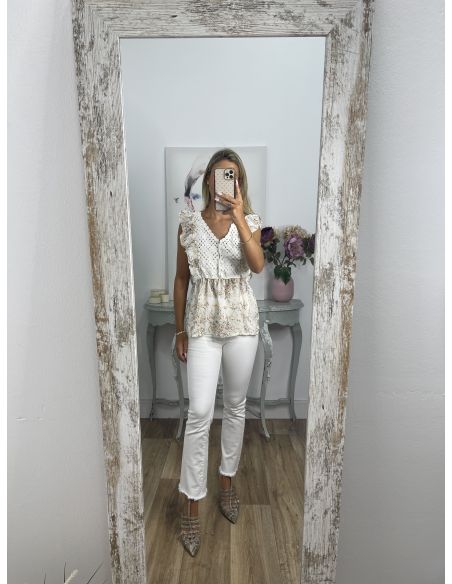 Top crochet blanco de flores