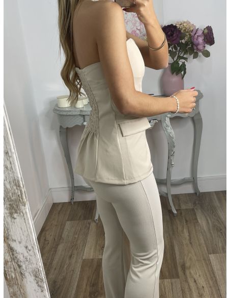 Corpiño beige escote corazón