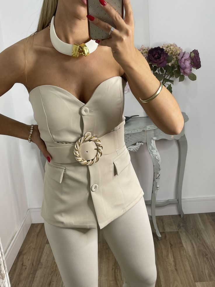 Corpiño beige escote corazón