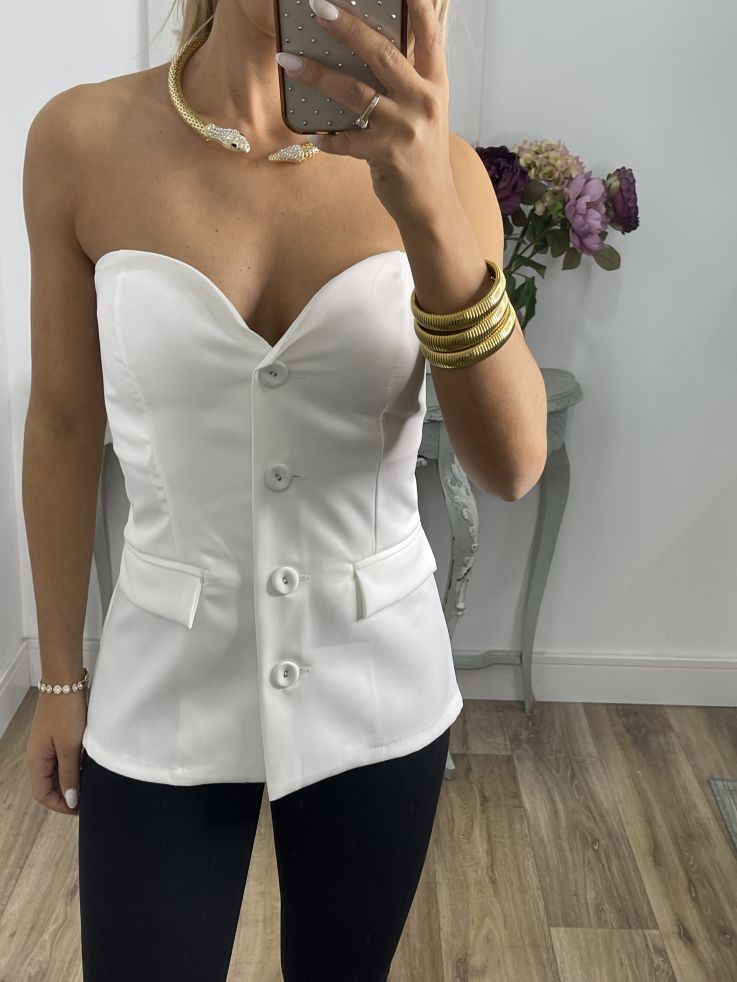 Corpiño blanco escote corazón