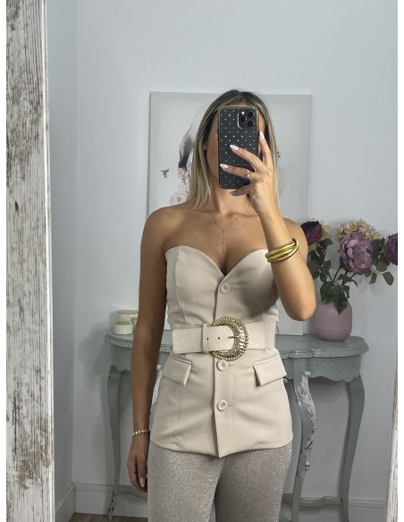 Corpiño beige escote corazón