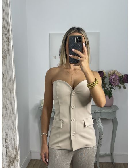 Corpiño beige escote corazón