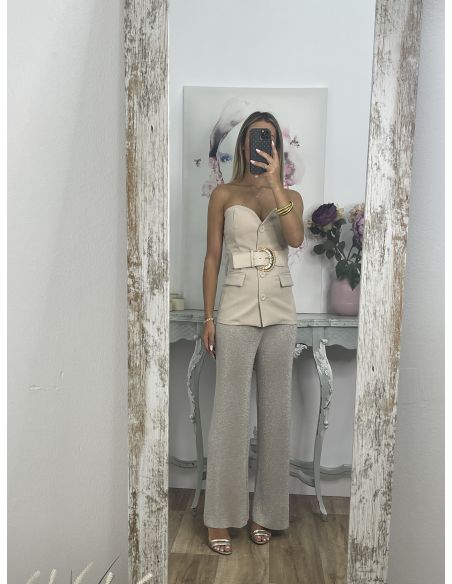 Corpiño beige escote corazón