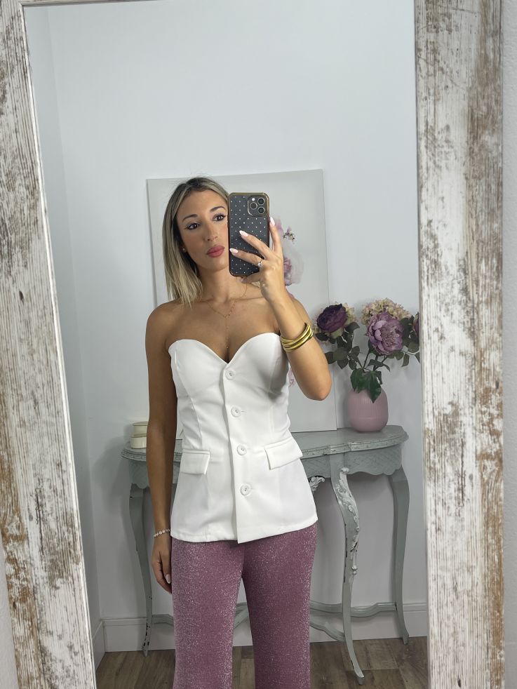 Corpiño blanco escote corazón