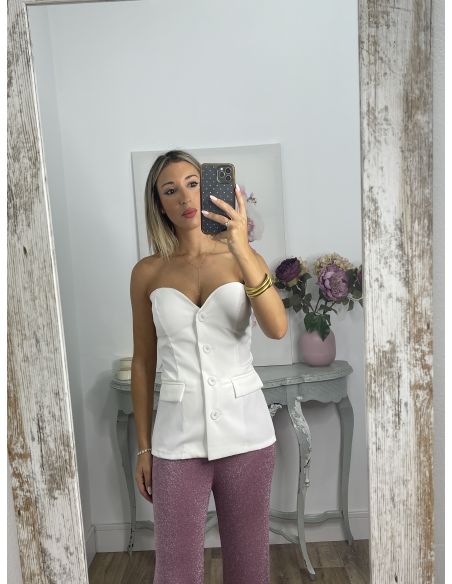 Corpiño blanco escote corazón