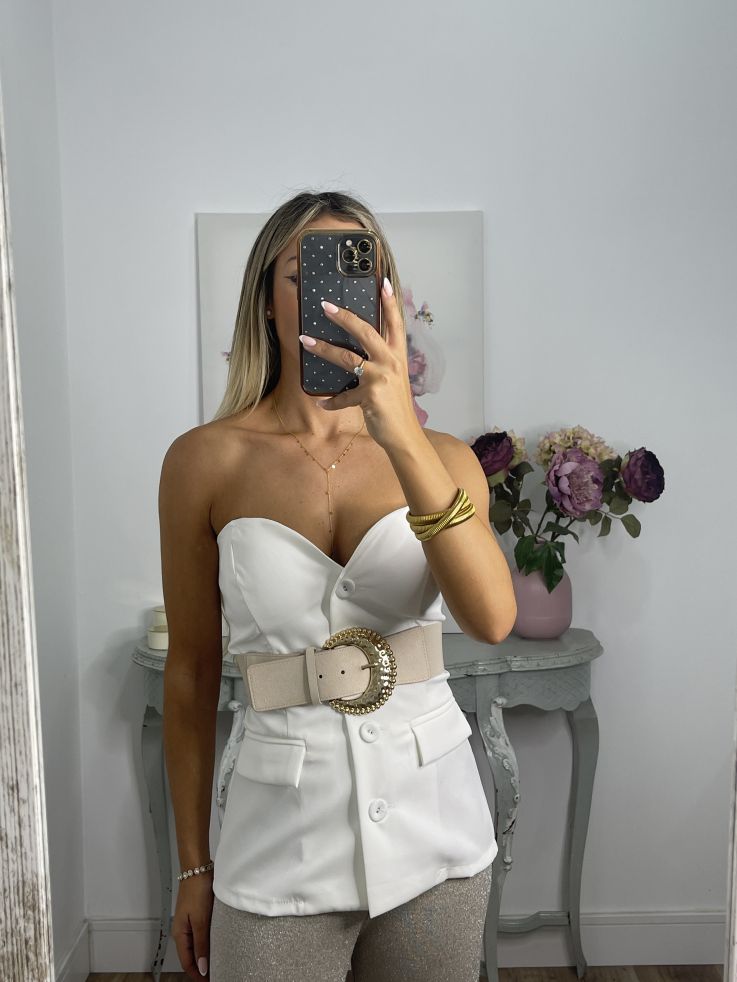 Corpiño blanco escote corazón