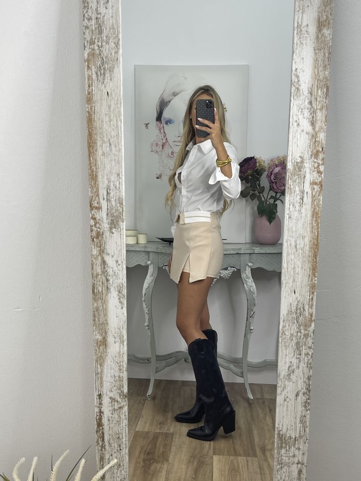 Falda pantalón cinturilla beige Falda pantalón cinturilla beige