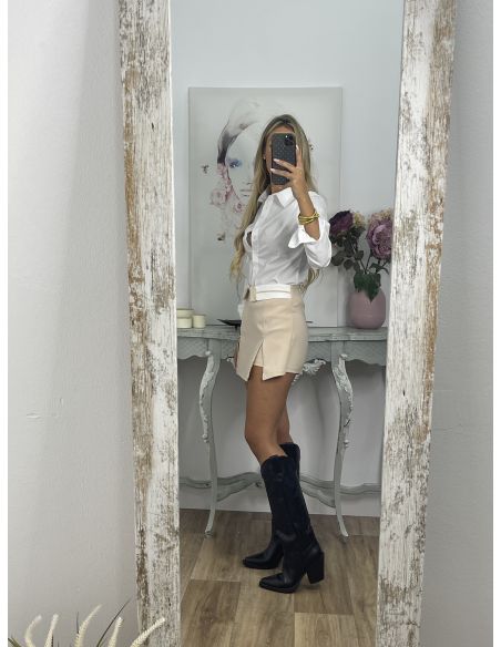 Falda pantalón cinturilla beige