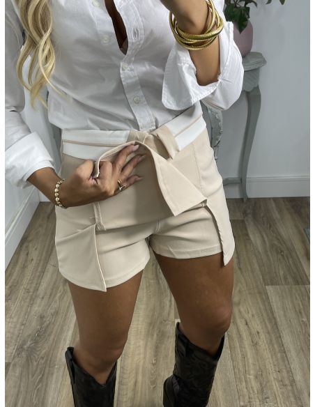 Falda pantalón cinturilla beige