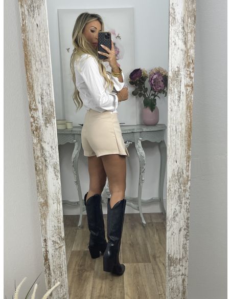 Falda pantalón cinturilla beige