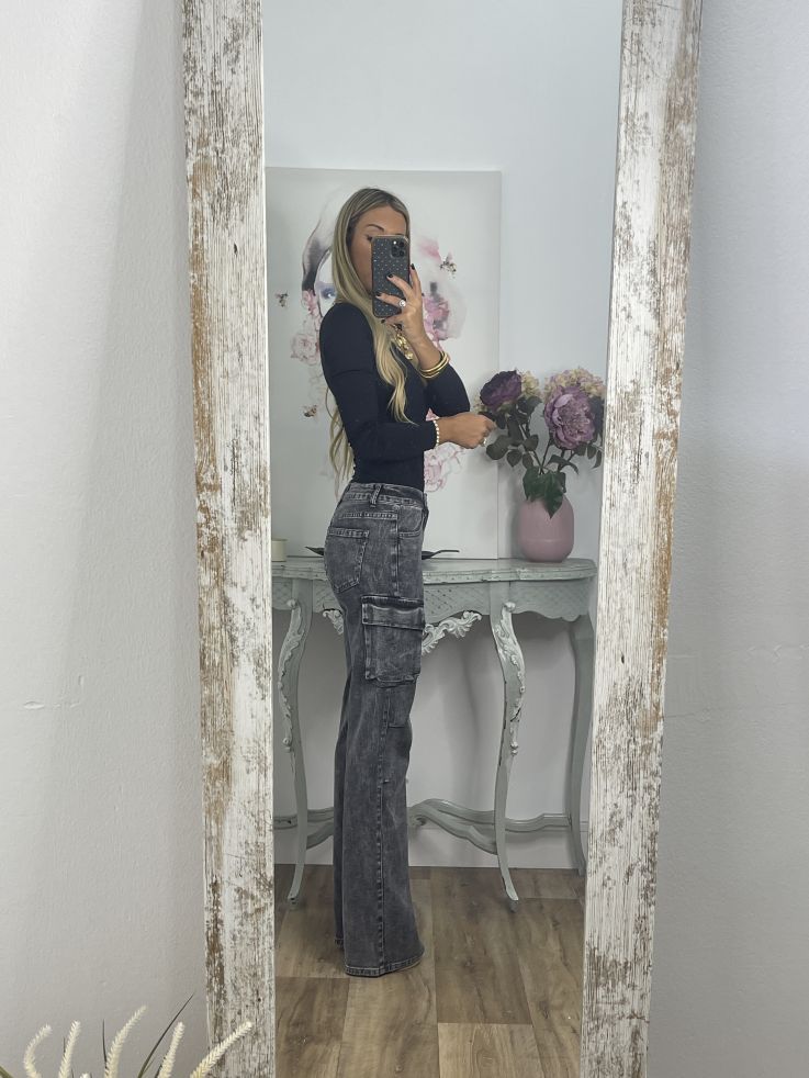 Jeans Cargo negro desgastado