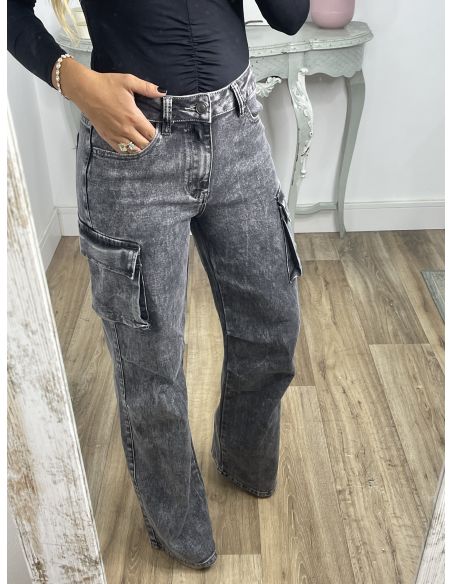 Jeans Cargo negro desgastado