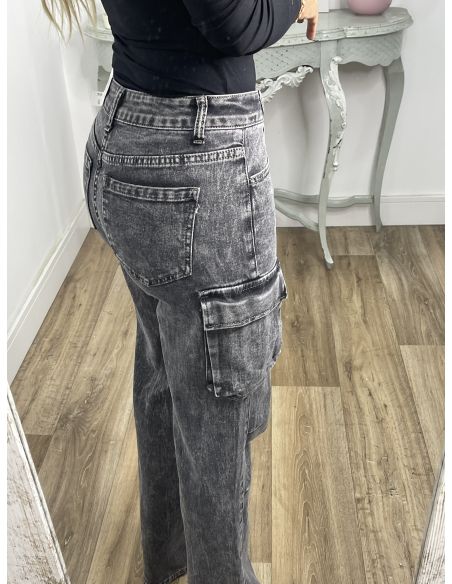 Jeans Cargo negro desgastado