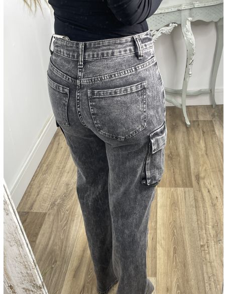 Jeans Cargo negro desgastado