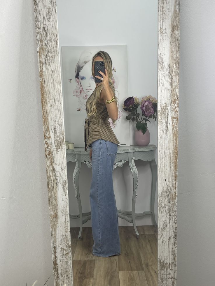 Chaleco Calé de cuadros camel