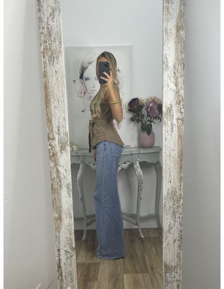 Chaleco Calé de cuadros camel