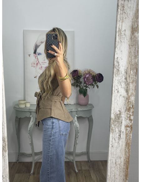 Chaleco Calé de cuadros camel