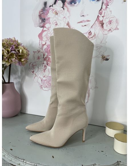 Botas tornasoladas hueso