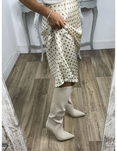 Botas tornasoladas hueso