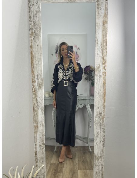 Falda Gabriela polipiel negro