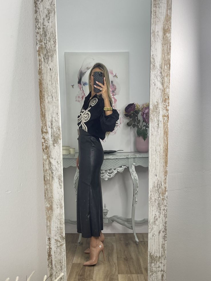 Falda Gabriela polipiel negro