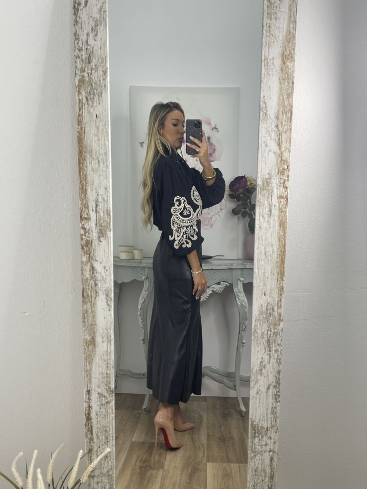 Falda Gabriela polipiel negro