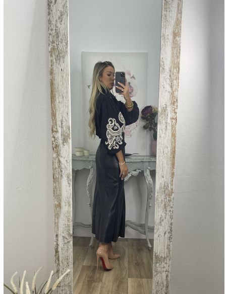 Falda Gabriela polipiel negro