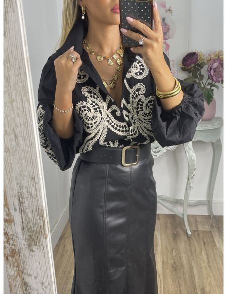 Falda Gabriela polipiel negro