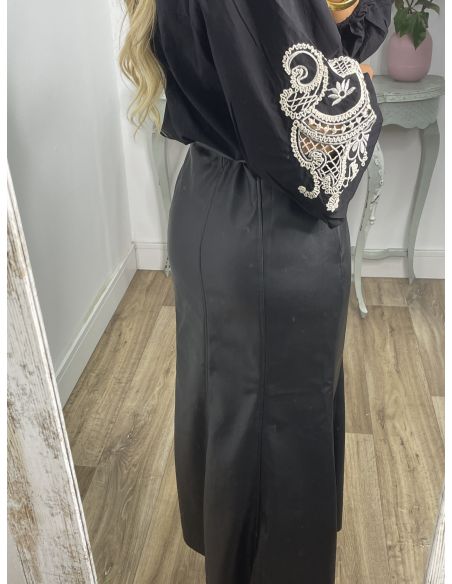 Falda Gabriela polipiel negro