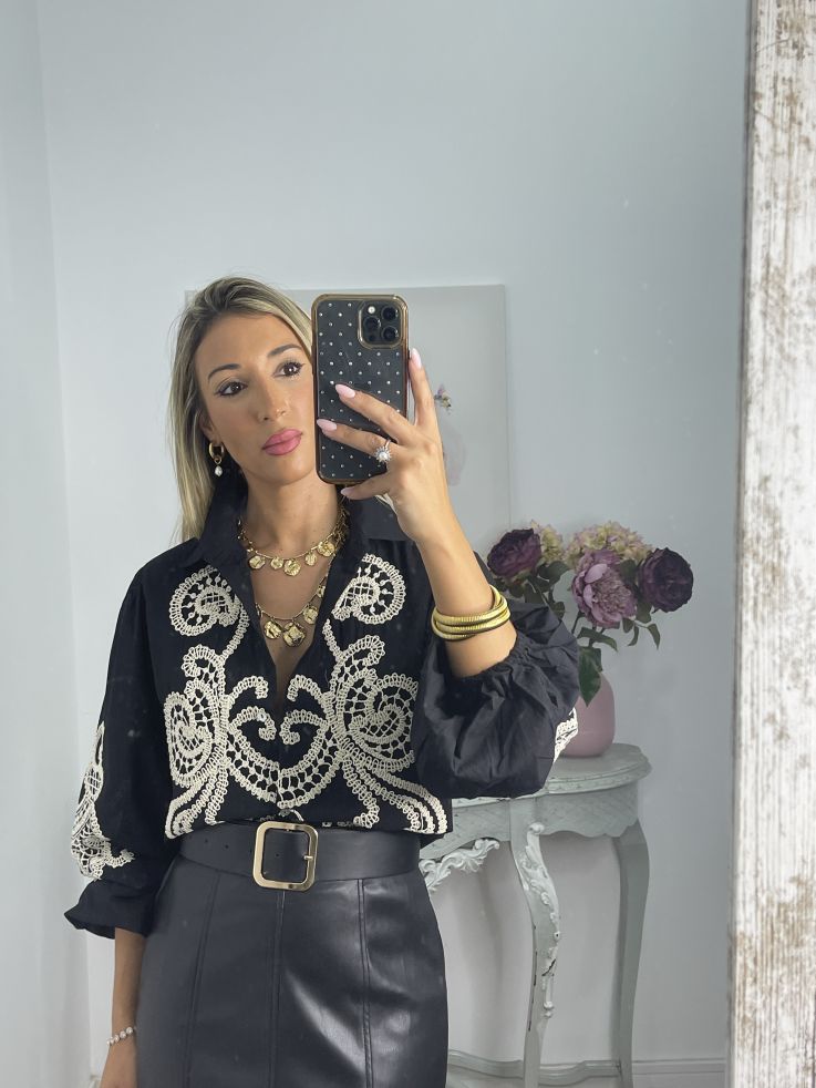 Falda Gabriela polipiel negro