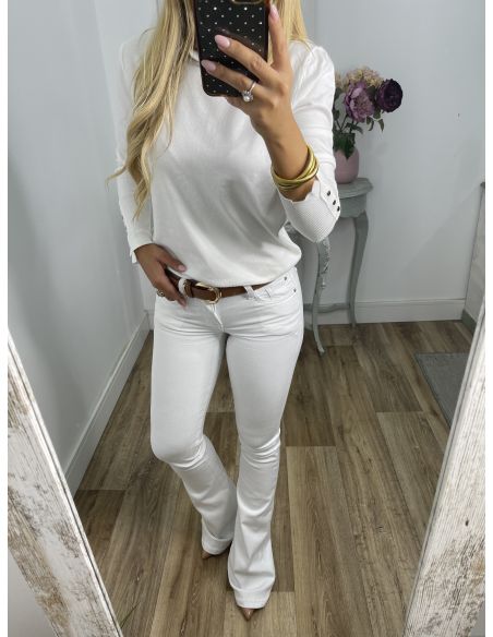 Jeans campanas de tiro bajo blanco