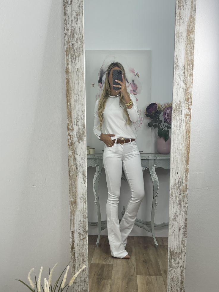 Jeans campanas de tiro bajo blanco