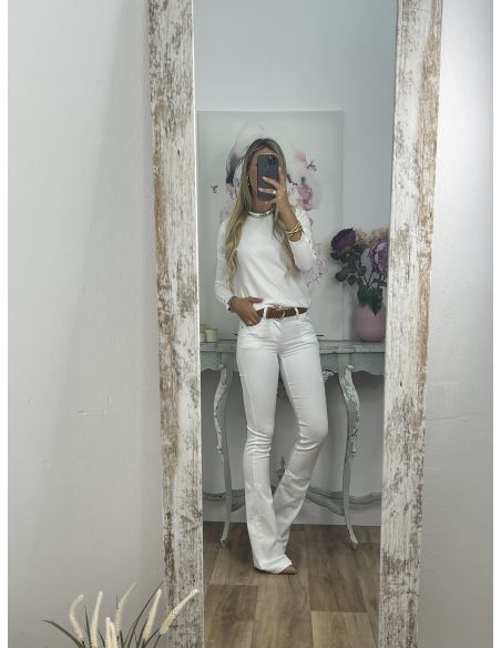 Jeans campanas de tiro bajo blanco