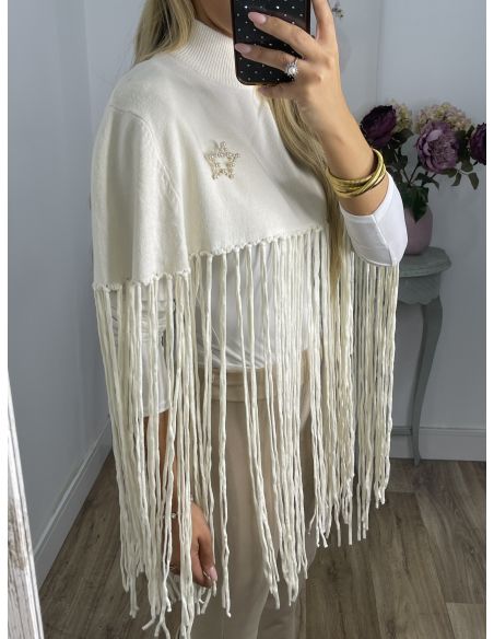 Poncho flecos hueso