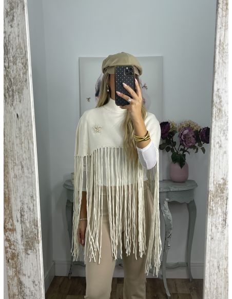 Poncho flecos hueso